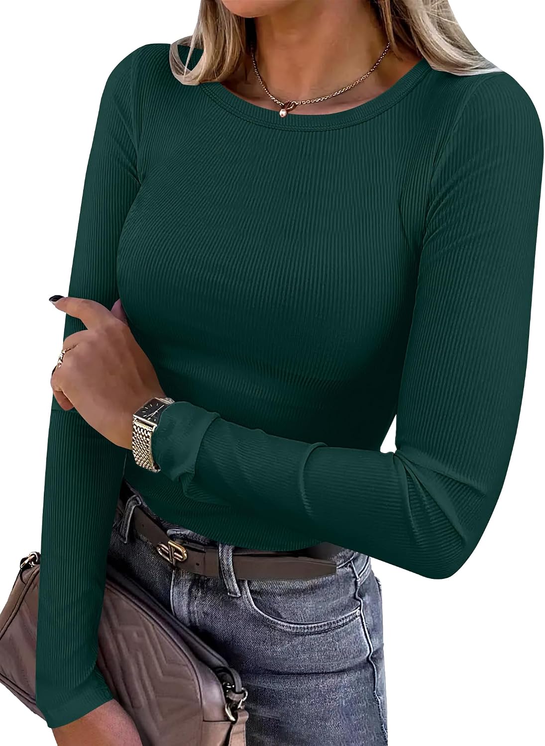 Bram Women's Round Neckline Top – Full-Length Sleeves, Tailored Fit & Flexible Fabric