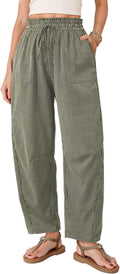 Ulmer Women's Striped Barrel-Leg Trousers – Paper-Bag Waist, Drawstring & Handy Pockets