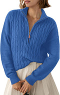 Philippa Women's Ribbed Quarter-Zip Sweater – V-Neckline, Dropped-Shoulder Design & Easy Fit
