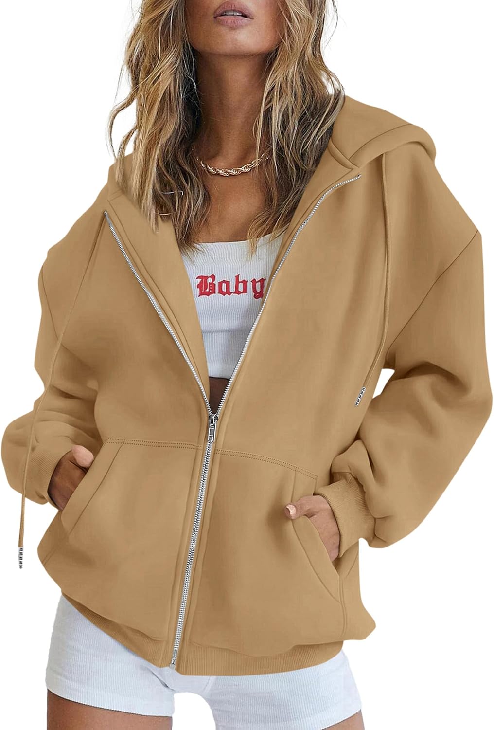 Calla Women's Zip-Up Hoodie – Drawstring Hood, Side Slip Pockets & Comfortable Fit