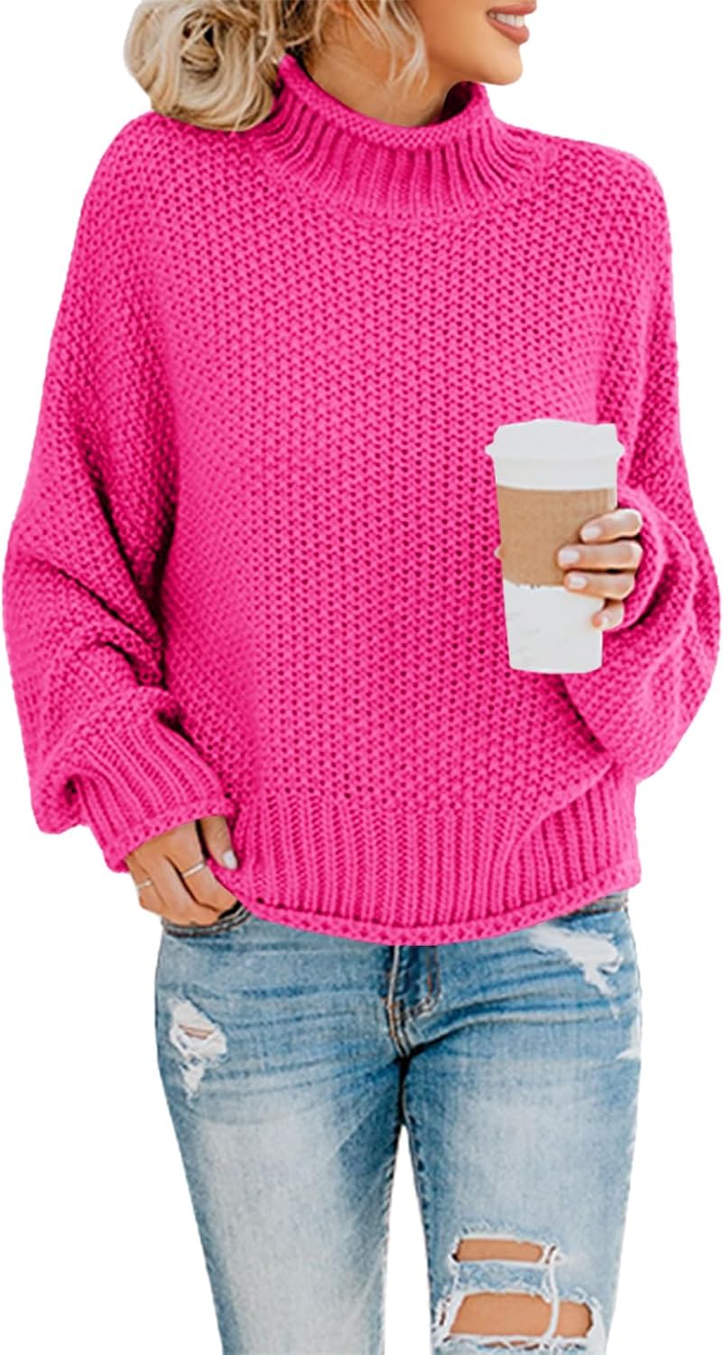 Halsey Women's Cable Knit Turtleneck Sweater – Dolman Sleeves, Roomy Fit & Hip Length