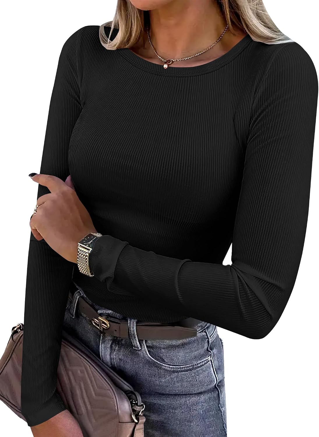 Bram Women's Round Neckline Top – Full-Length Sleeves, Tailored Fit & Flexible Fabric