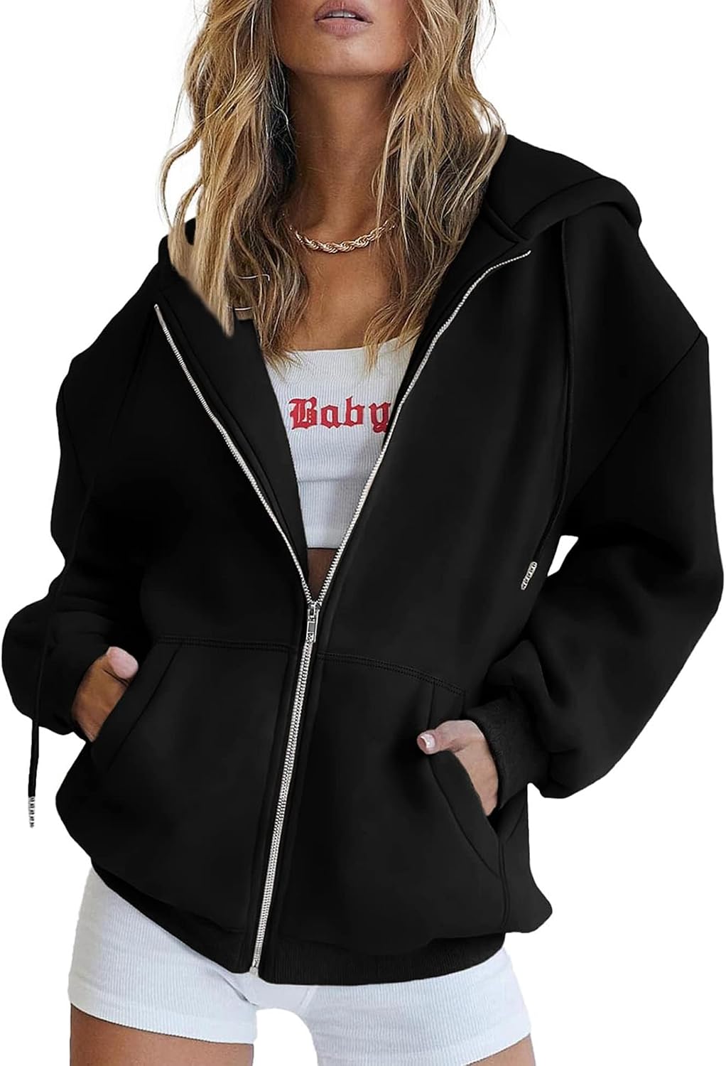 Calla Women's Zip-Up Hoodie – Drawstring Hood, Side Slip Pockets & Comfortable Fit