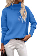 Indira Women's Turtleneck Sweater – Asymmetric Hem, Dropped-Shoulder Design & Loose Silhouette