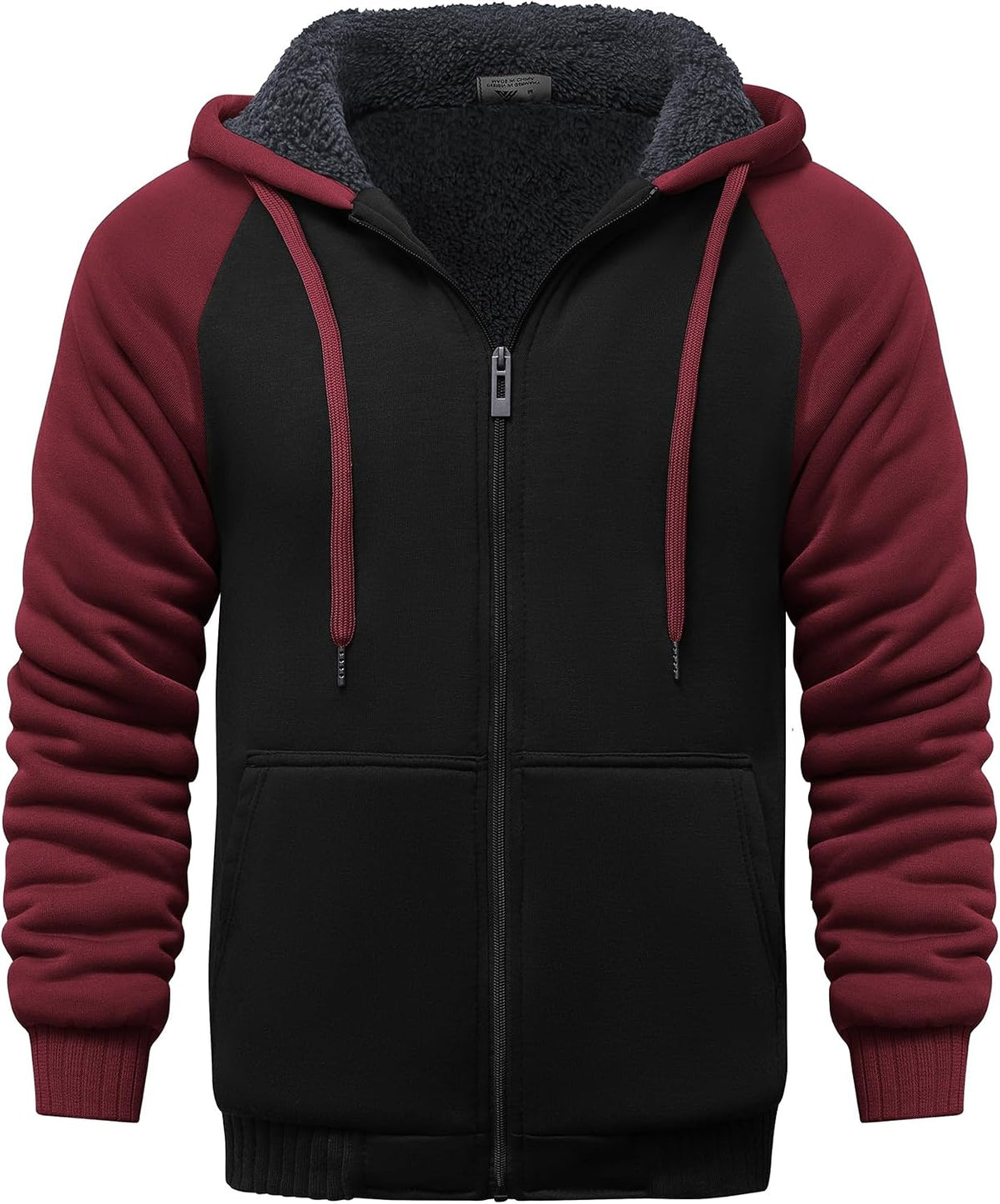 Fenna Men's Fleece-Lined Zip Hoodie – Colour Block, Full-Length Zipper & Side Slip Pockets