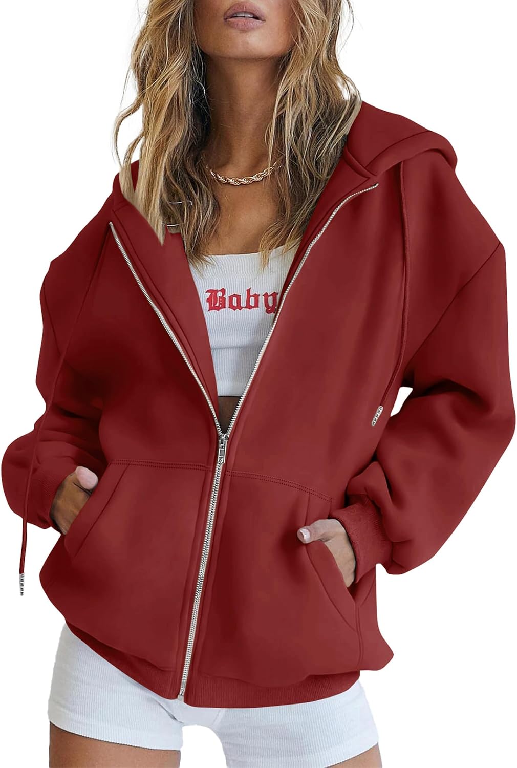 Calla Women's Zip-Up Hoodie – Drawstring Hood, Side Slip Pockets & Comfortable Fit