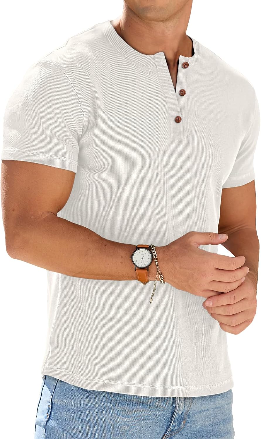 Hollis Men's Henley T-Shirt – Short-Sleeve Design, Button Neck & Tailored Fit