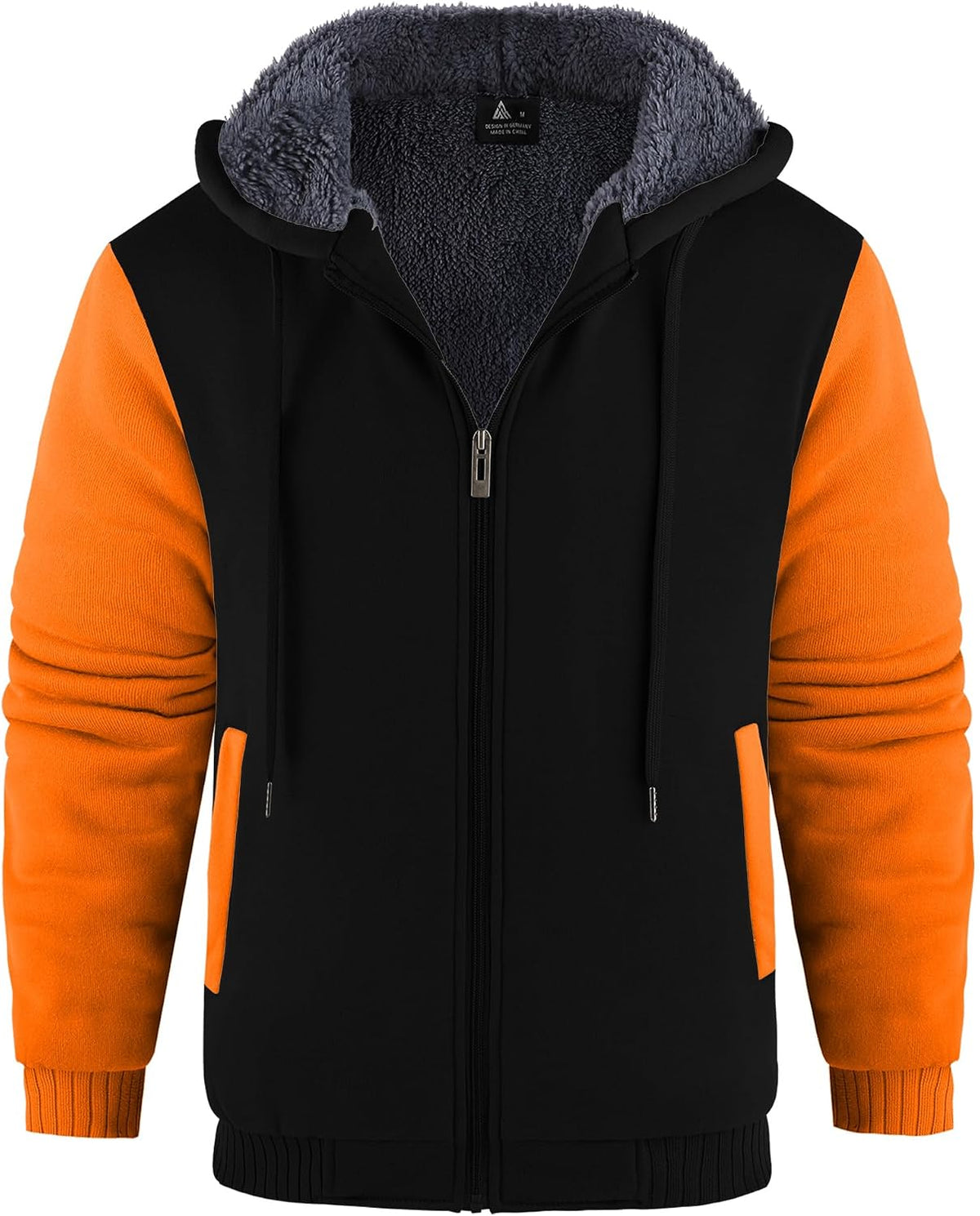 Fenna Men's Fleece-Lined Zip Hoodie – Colour Block, Full-Length Zipper & Side Slip Pockets