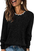 Undine Women's Scallop Neck Sweater – Full-Length Sleeves, Comfortable Fit & Plush Knit