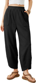 Faye Women's Wide-Leg Palazzo Trousers – Smocked Waist, Curved Hem & Side Slip Pockets
