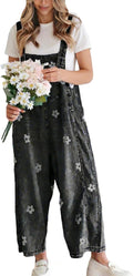 Kingsley Women's Floral Denim Overalls – Wide Leg, Adjustable Straps & Multiple Handy Pockets