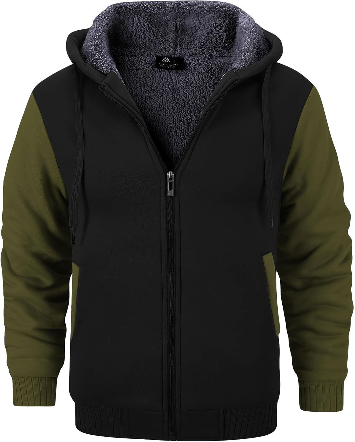 Fenna Men's Fleece-Lined Zip Hoodie – Colour Block, Full-Length Zipper & Side Slip Pockets