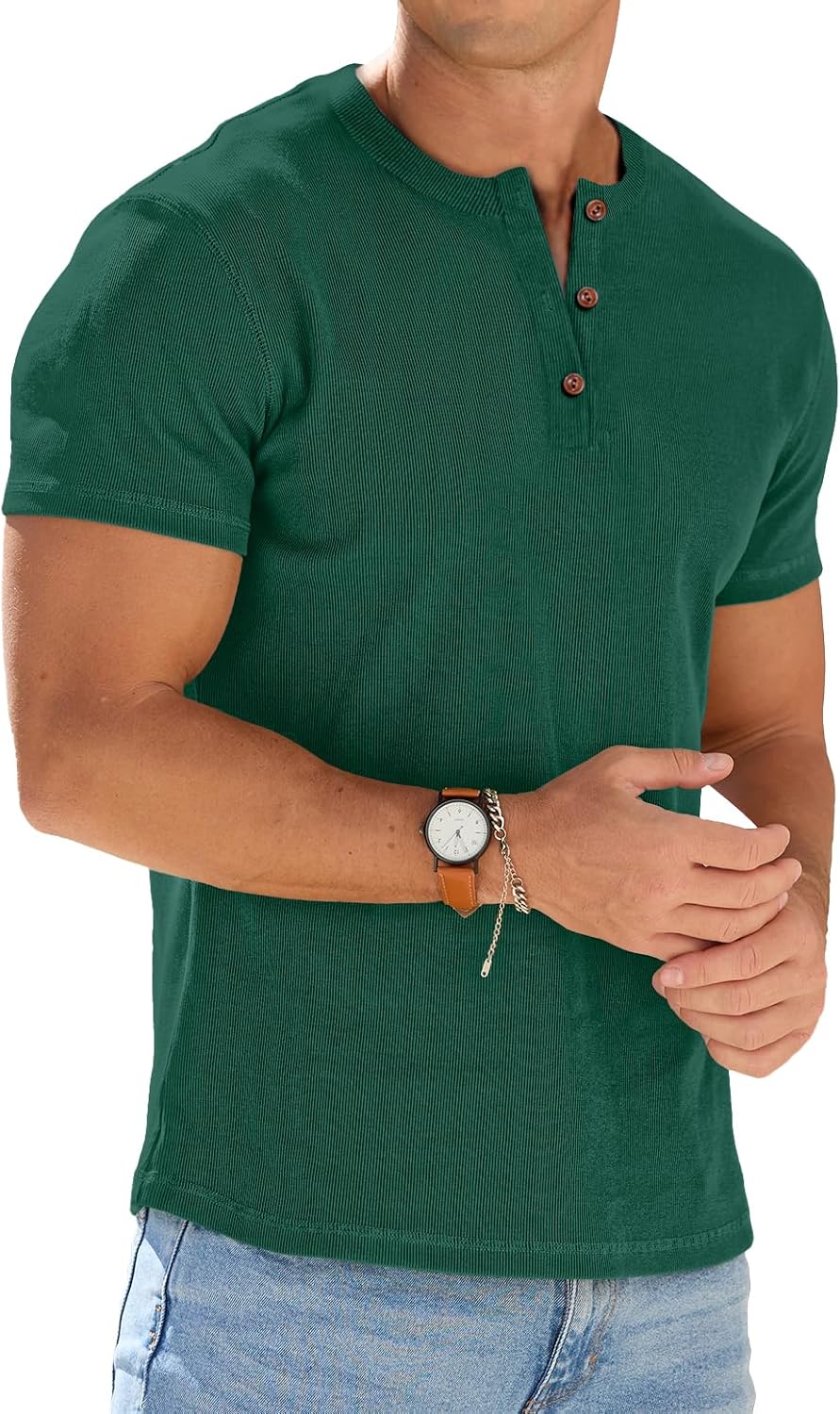 Hollis Men's Henley T-Shirt – Short-Sleeve Design, Button Neck & Tailored Fit