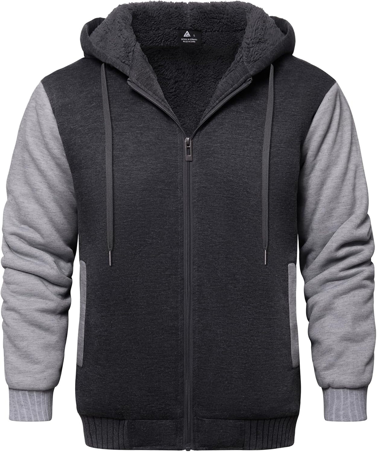 Fenna Men's Fleece-Lined Zip Hoodie – Colour Block, Full-Length Zipper & Side Slip Pockets