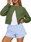 Elspeth Women's Cropped Knit Cardigan – Dropped-Shoulder Design, Boxy Fit & Plush Knit