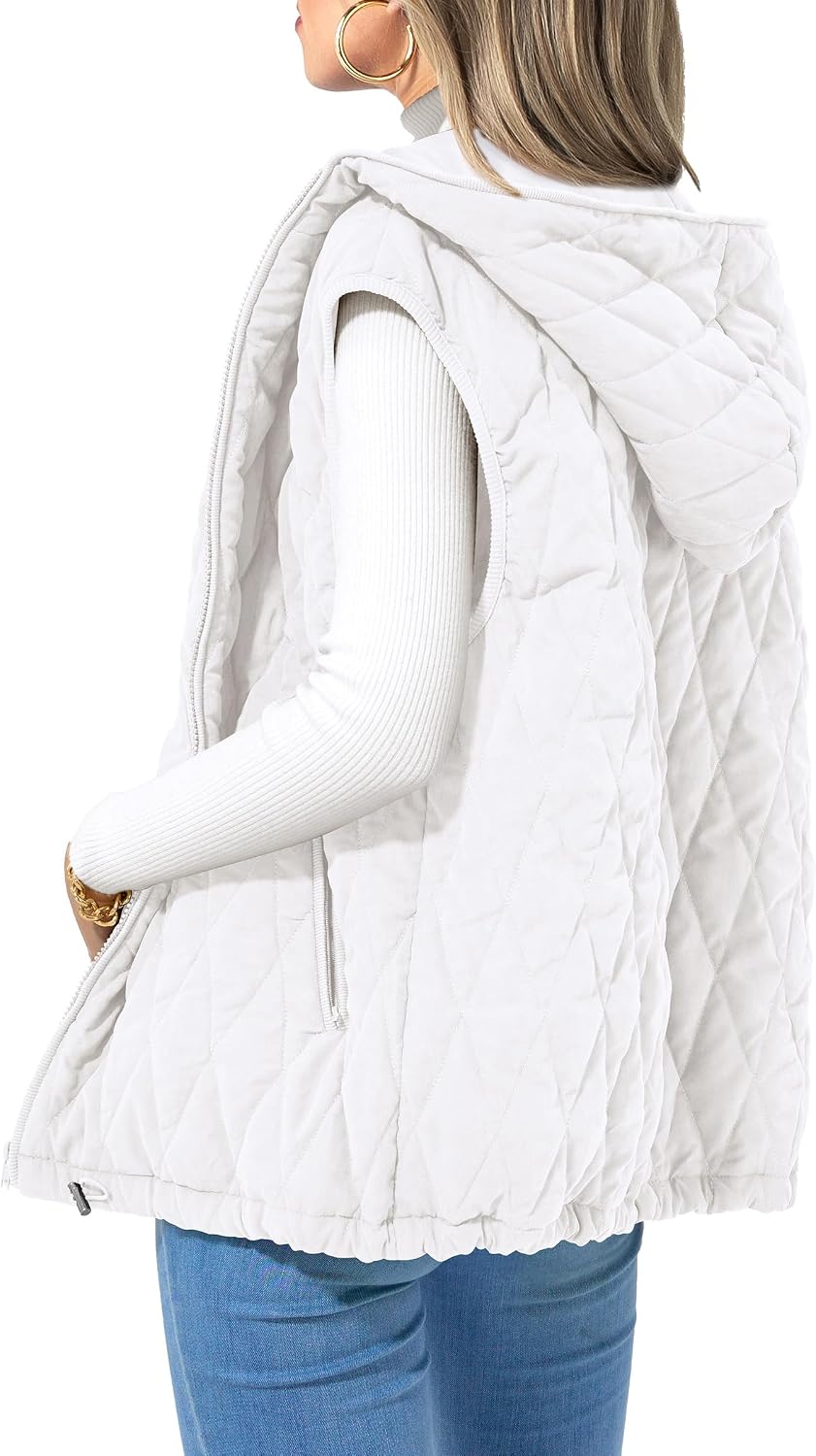 Dovie Women's With Hood Puffer Vest – Full-Length Zipper, Loose Silhouette & Handy Pockets