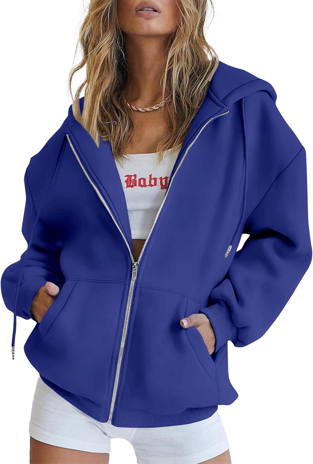 Calla Women's Zip-Up Hoodie – Drawstring Hood, Side Slip Pockets & Comfortable Fit