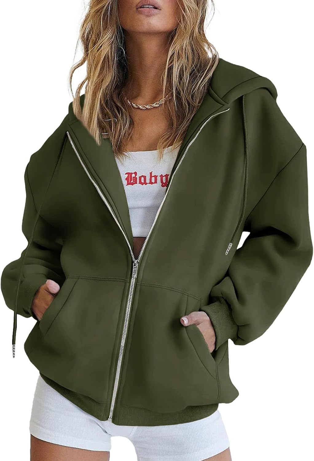 Calla Women's Zip-Up Hoodie – Drawstring Hood, Side Slip Pockets & Comfortable Fit