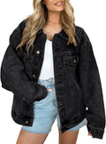 Oakley Women's Distressed Denim Jacket – Loose Silhouette, Front Chest Pockets & Dropped-Shoulder Design