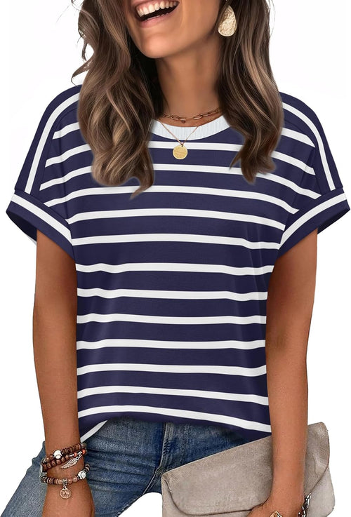 Blythe Women's Crewneck Top – Cap Sleeves, Comfortable Fit & Flexible Fabric