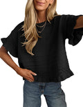 Juniper Women's Ruffle Knit Top – Round Neckline, Short-Sleeve Design & Cotton-Blend Fabric