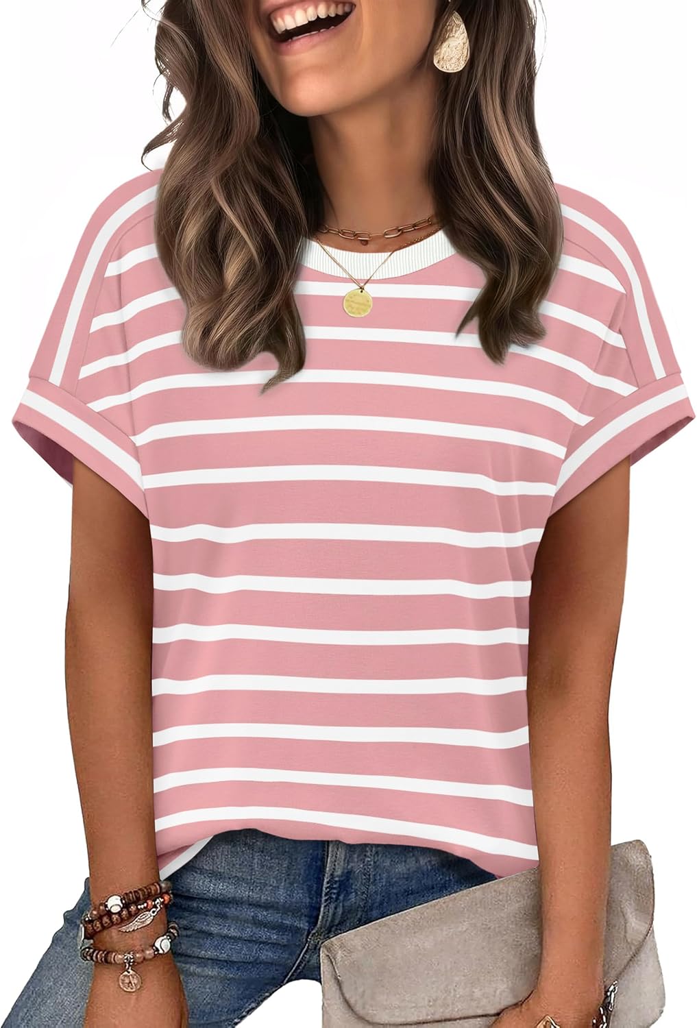 Blythe Women's Crewneck Top – Cap Sleeves, Comfortable Fit & Flexible Fabric