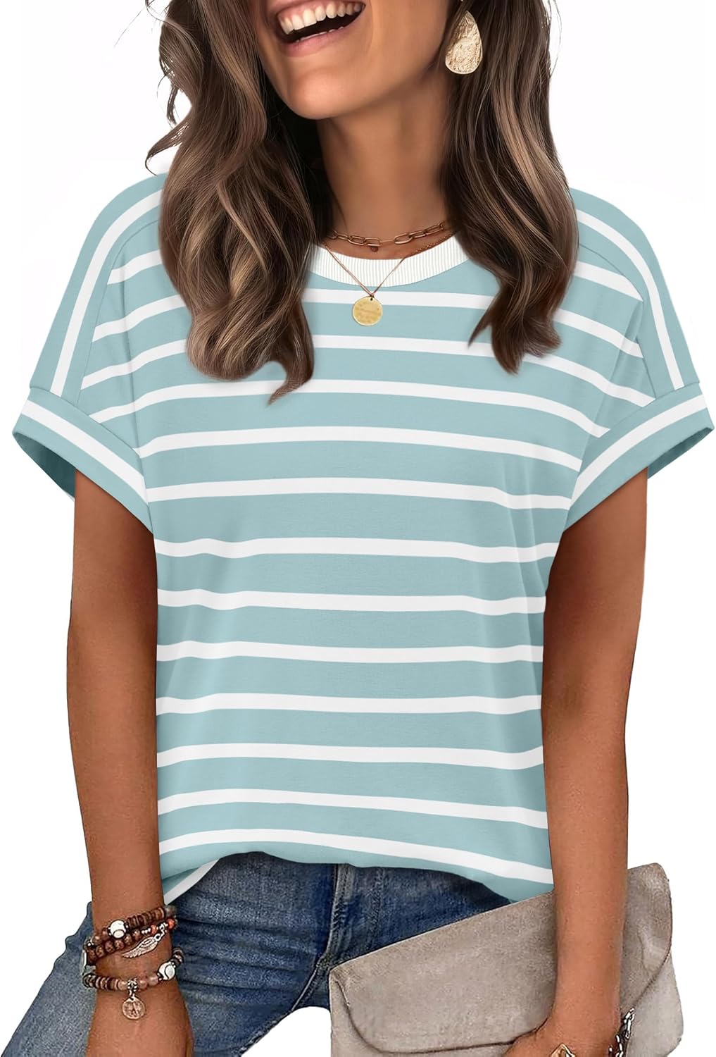 Blythe Women's Crewneck Top – Cap Sleeves, Comfortable Fit & Flexible Fabric