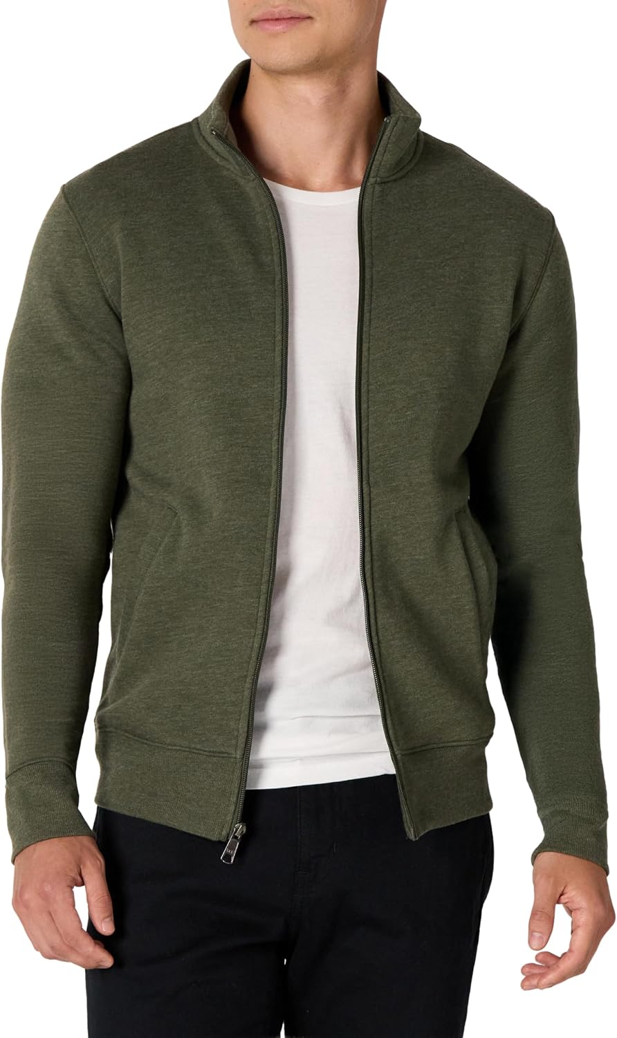 Cressida Men's Full-Zip Fleece Sweatshirt – Mock Neck, Regular Fit & Front Handy Pockets