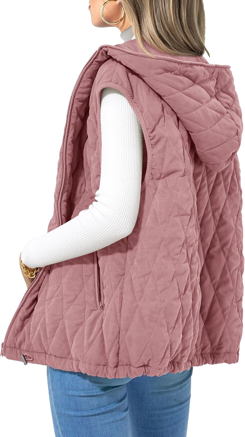 Dovie Women's With Hood Puffer Vest – Full-Length Zipper, Loose Silhouette & Handy Pockets