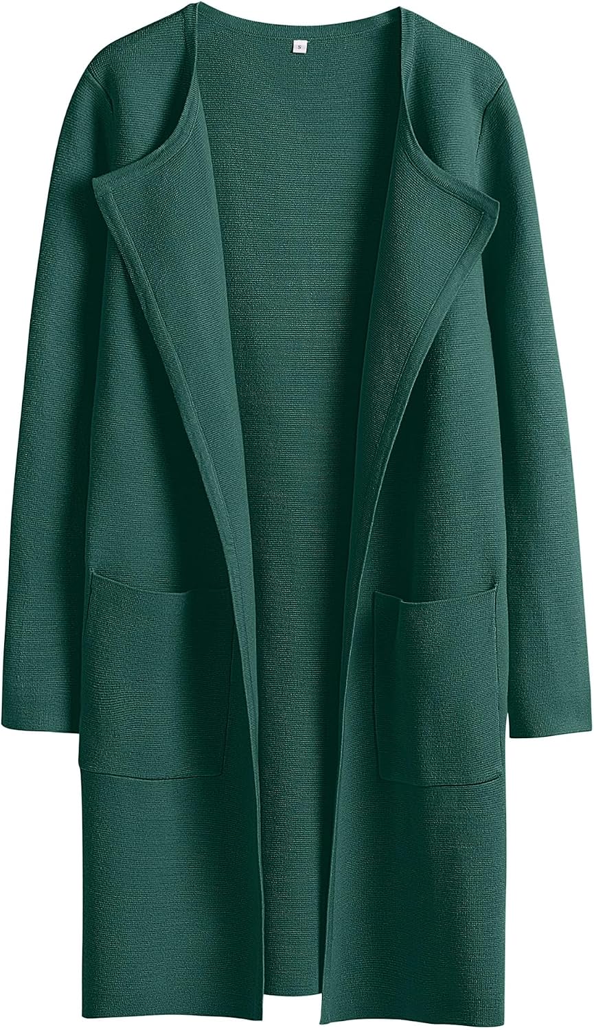Honora Women's Open-Front Knit Cardigan – Lapel Neck, Handy Pockets & Relaxed Layering Fit