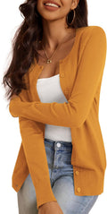 Jovie Women's Black Cardigan – Tailored Fit, Round Neckline, Button-Up Front & Full-Length Sleeves