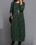 Xiomara Women's Long Dress – Cozy Fleece Dress with Full-Length Sleeves, Handy Pockets, and On-Trend Floral Print