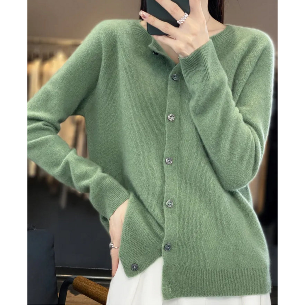 Finnian Women's Cardigan – Sophisticated Plush Merino Wool & Cashmere Cardigan with Crewneck
