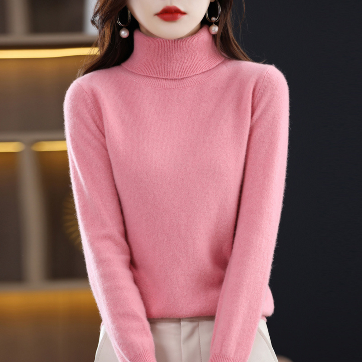 Undine Cashmere Turtleneck Sweater for Women – Premium Plush Knit for Warmth and Light Comfort