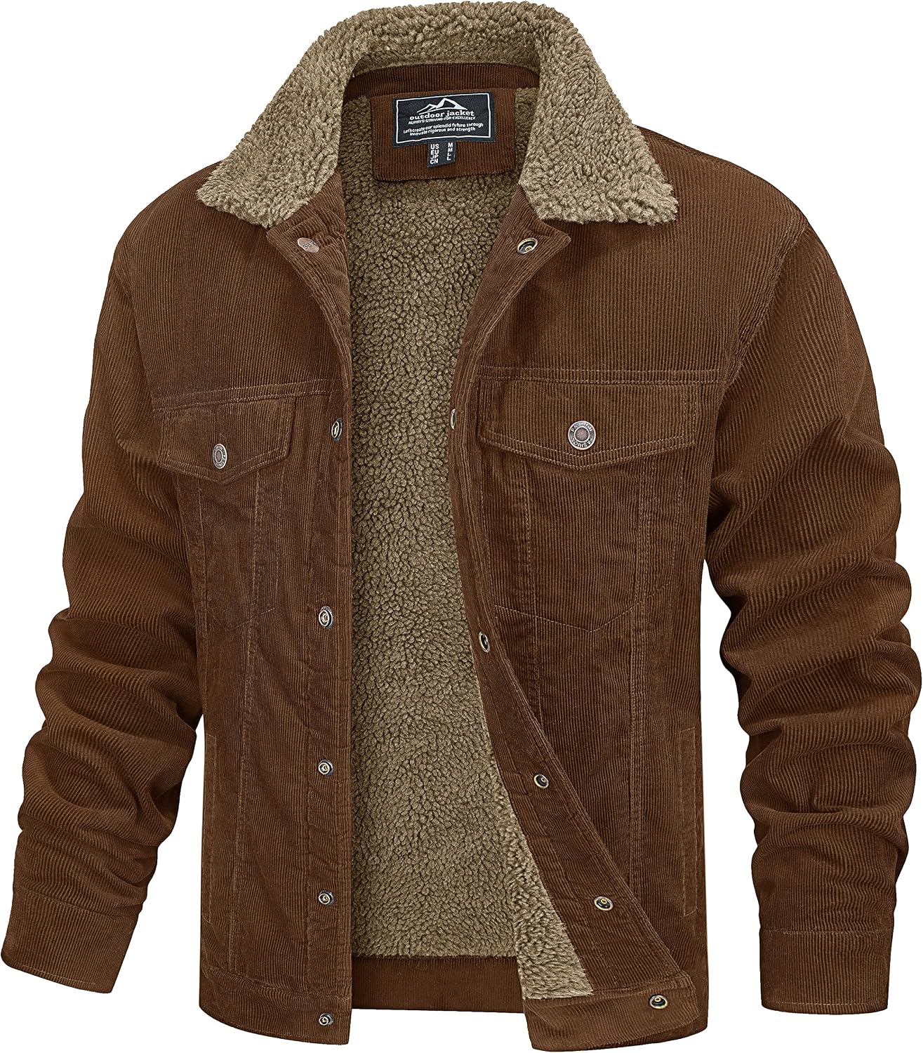 Griselda Men's Corduroy Trucker Jacket – Sherpa Lined, Snap Front & 5 Handy Pockets