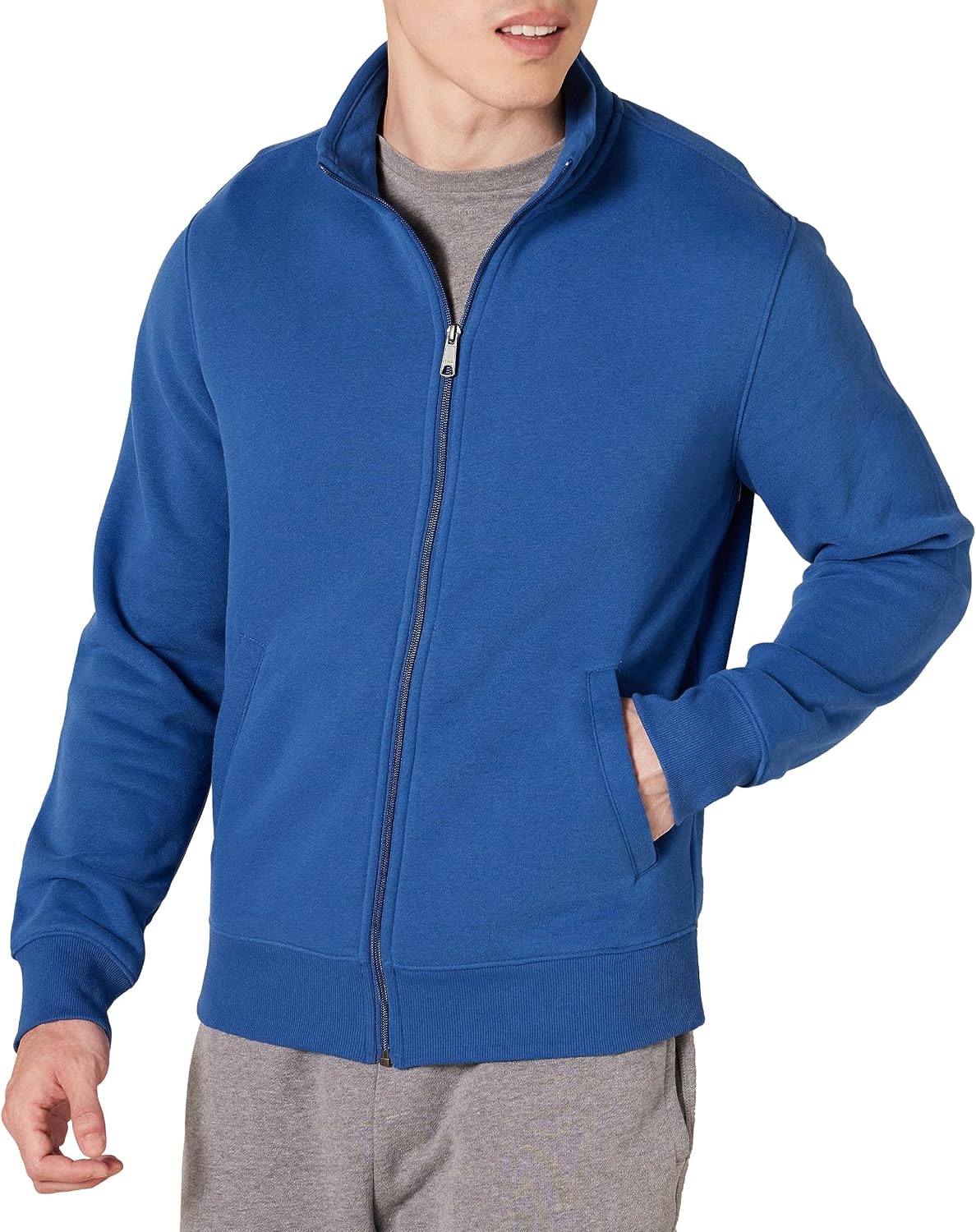Cressida Men's Full-Zip Fleece Sweatshirt – Mock Neck, Regular Fit & Front Handy Pockets