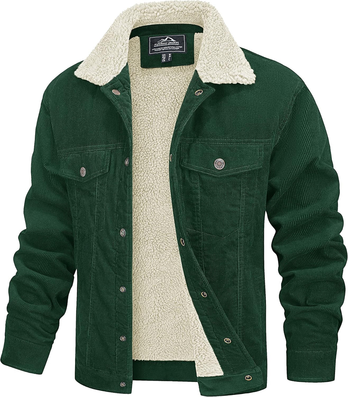 Griselda Men's Corduroy Trucker Jacket – Sherpa Lined, Snap Front & 5 Handy Pockets
