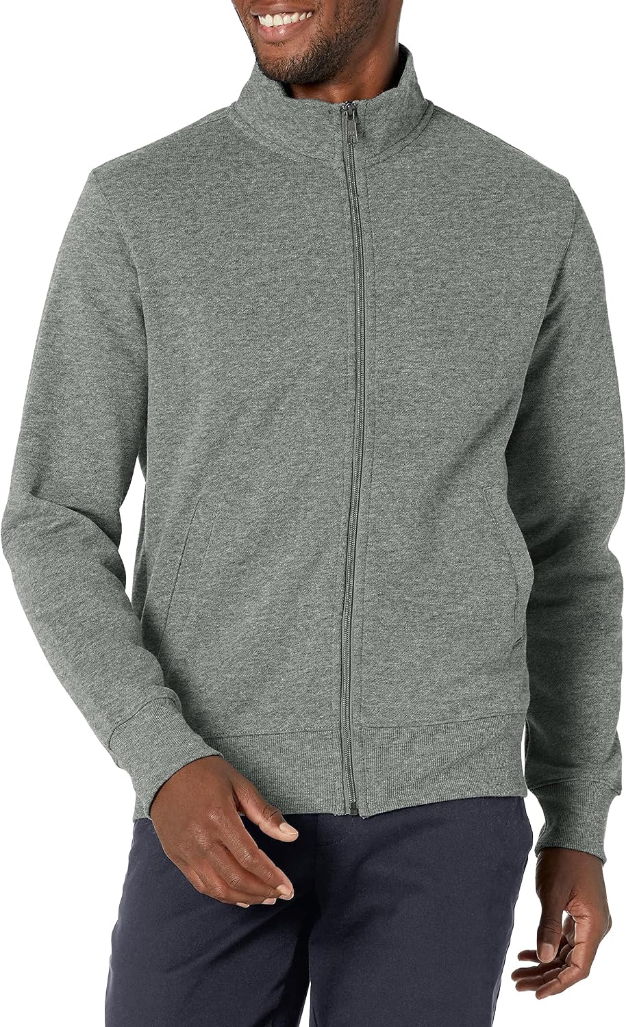 Cressida Men's Full-Zip Fleece Sweatshirt – Mock Neck, Regular Fit & Front Handy Pockets