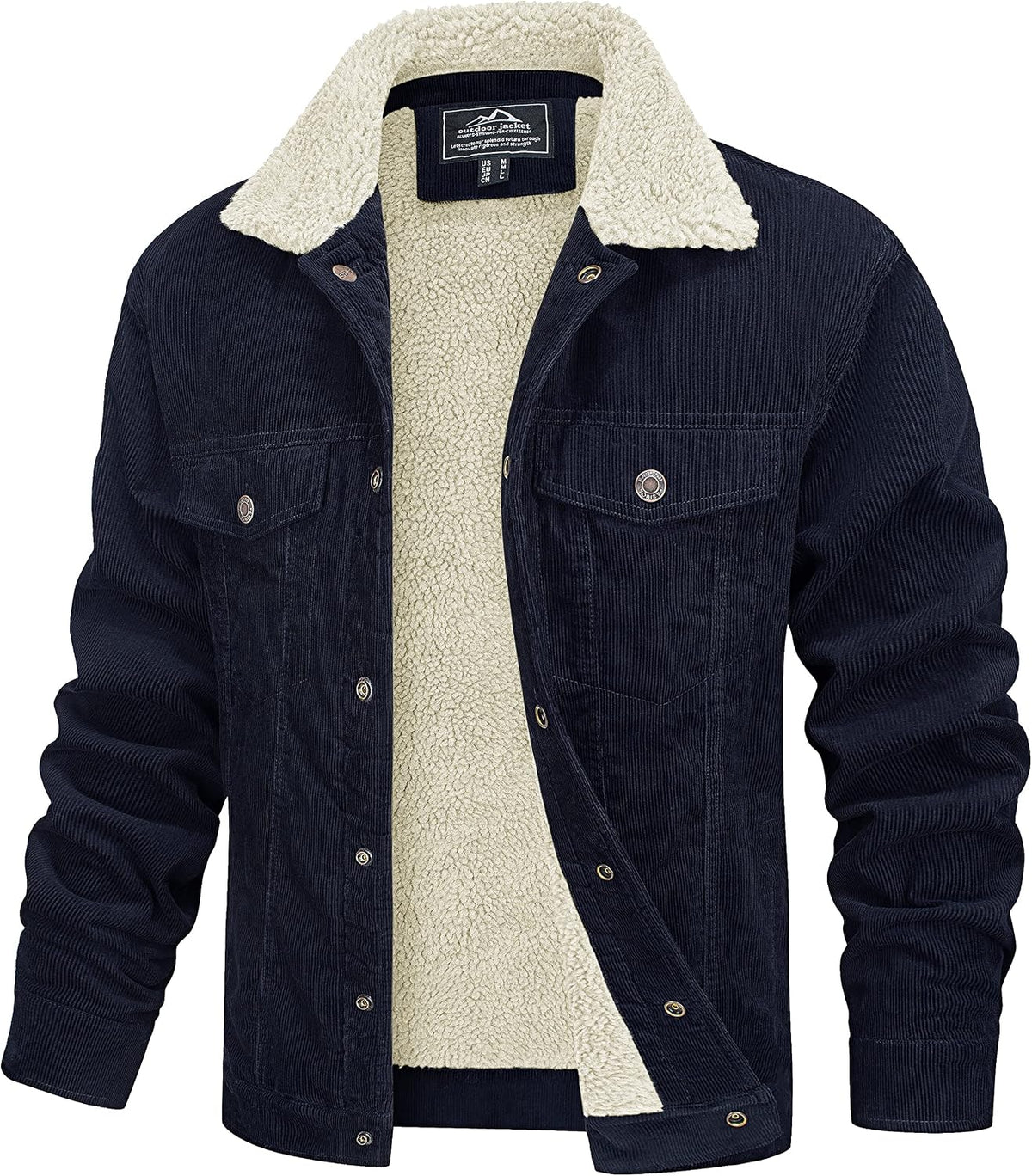 Griselda Men's Corduroy Trucker Jacket – Sherpa Lined, Snap Front & 5 Handy Pockets