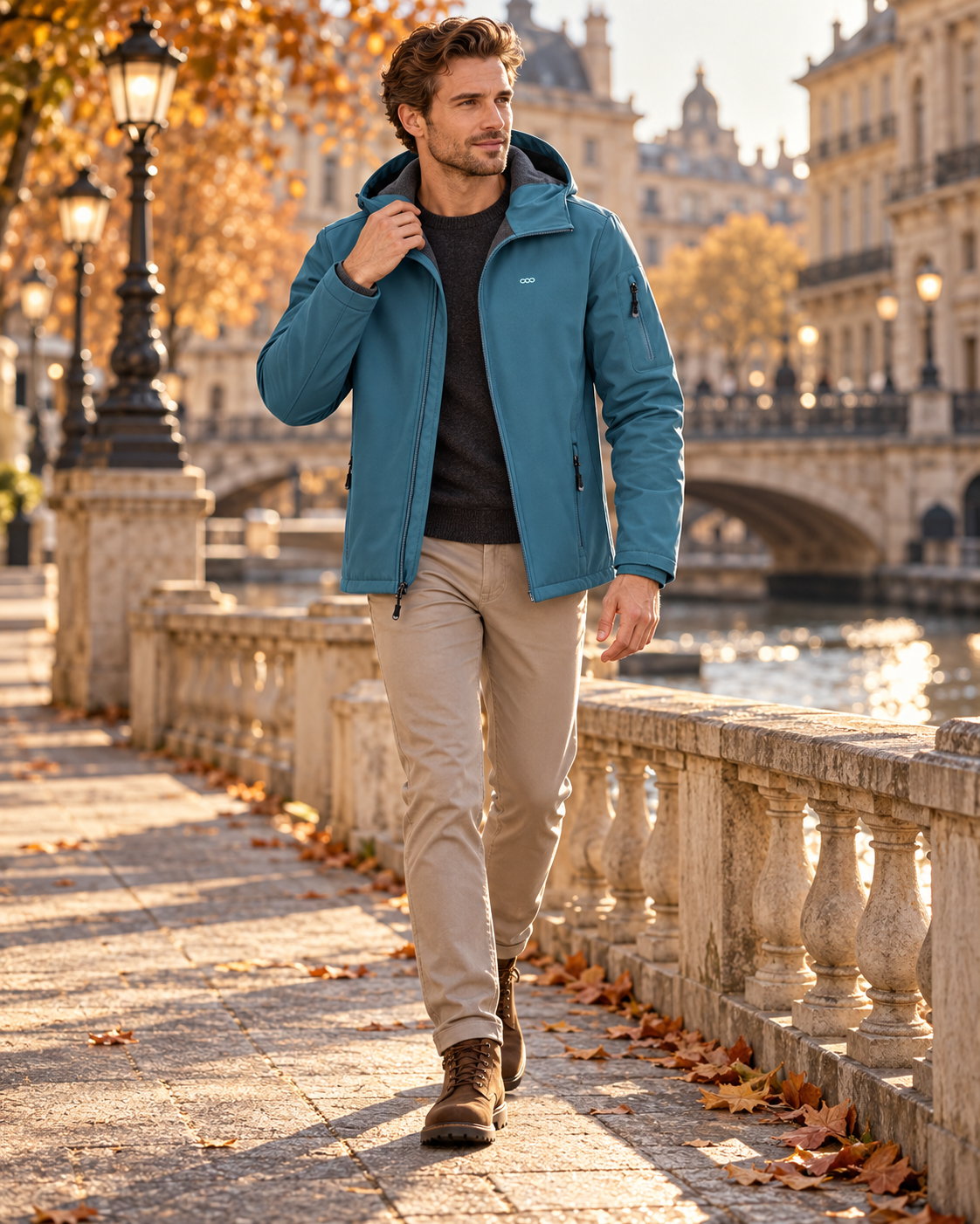 Daniel Softshell Waterproof Hooded Jacket – Lightweight Fleece-Lined Outdoor Coat