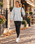 Viana Women's Oversized Fleece Crewneck Sweatshirt and Drop Shoulders and Ribbed Trim