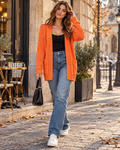 Luciana Long Open-Front Knit Cardigan for Women – Lightweight Sweater with Pockets, Relaxed Cable-Knit Layer