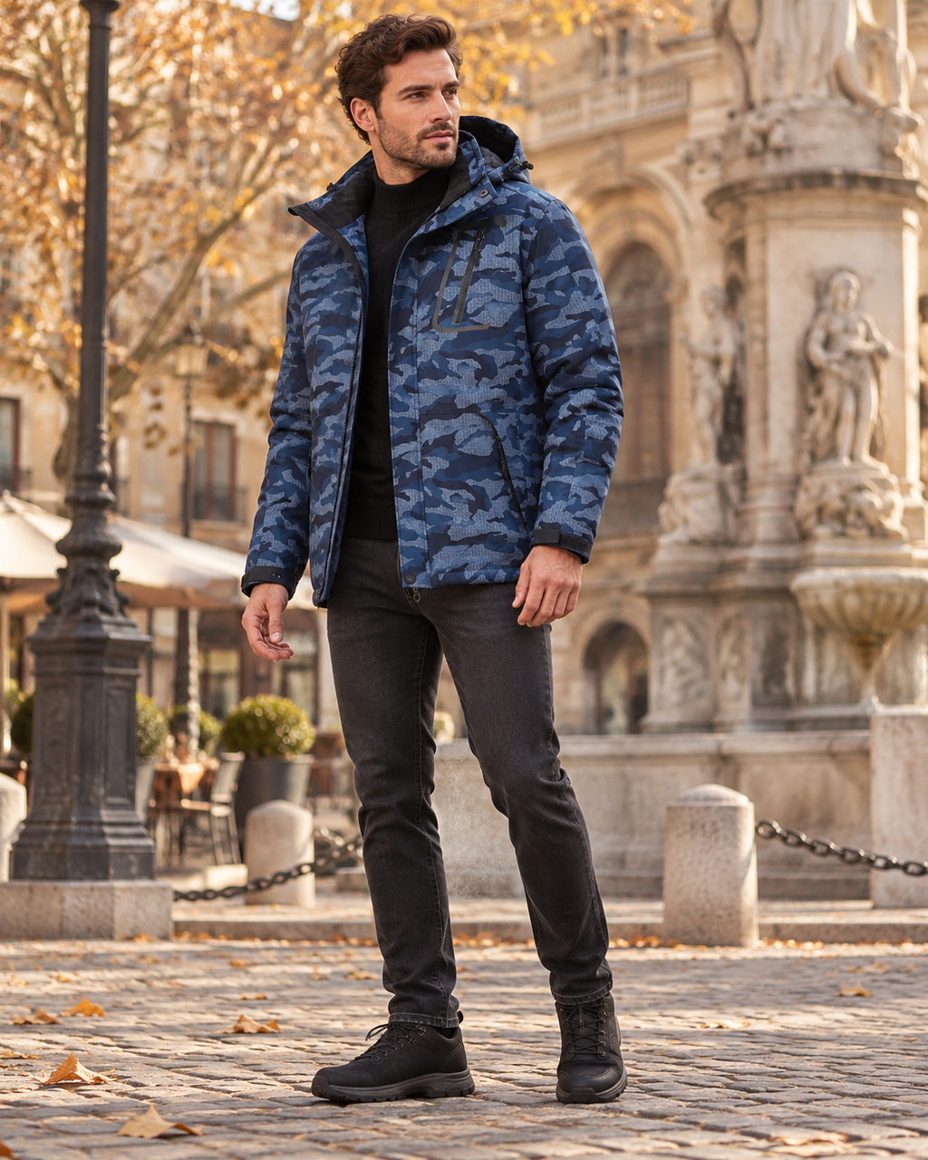 Orlando Men's Hooded Waterproof Ski Jacket – Fleece-Lined Winter Coat, Removable Hood