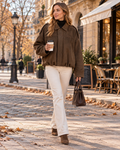 Wynona Women's Faux Suede Loose Oversize Short-Cut Bomber Jacket Complete with Batwing Sleeves
