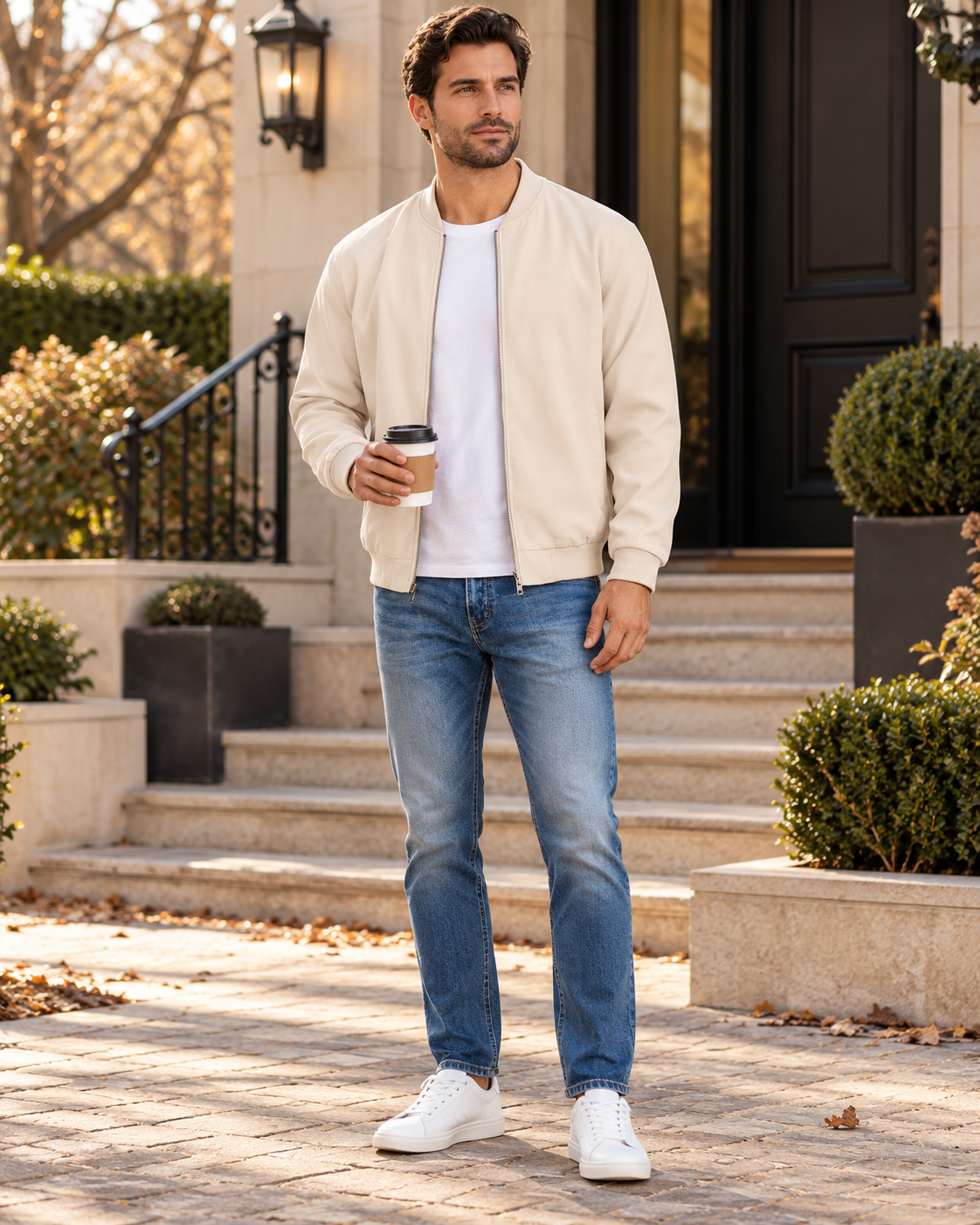 Evander Men's Full-Zip Casual Flight Jacket – Lightweight Bomber Jacket