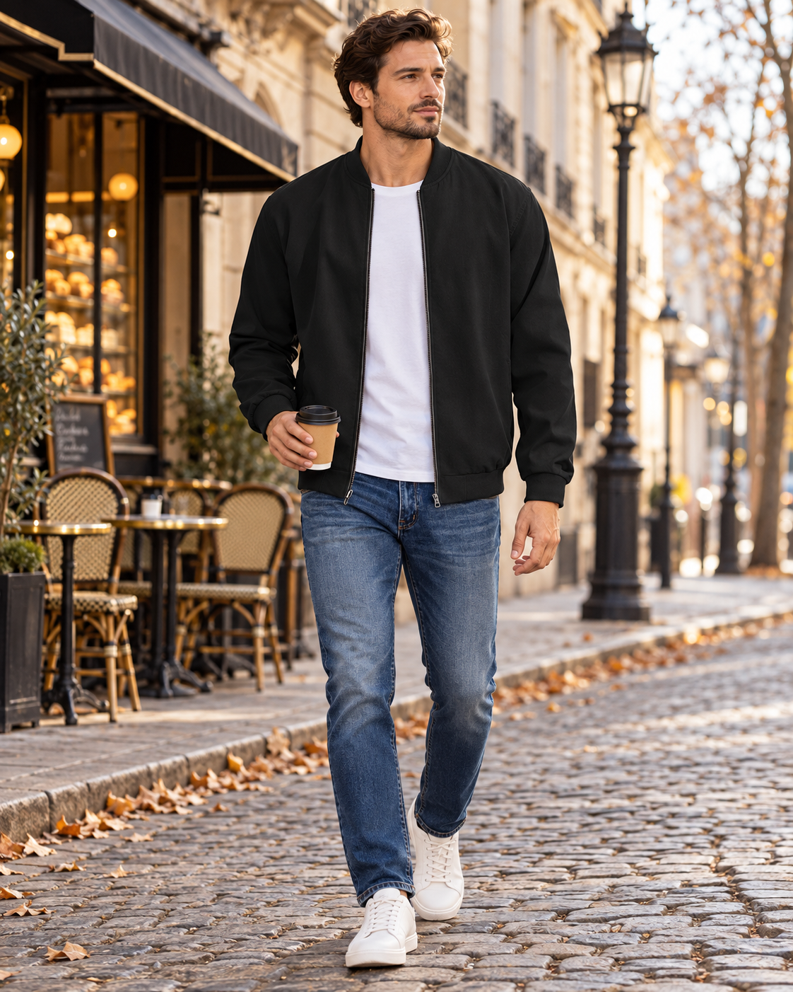 Evander Men's Full-Zip Casual Flight Jacket – Lightweight Bomber Jacket