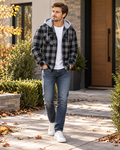 Darius Plaid Hooded Flannel Shirt for Men – Brushed Cotton Buffalo Check, Long-Sleeve Button-Down Layer