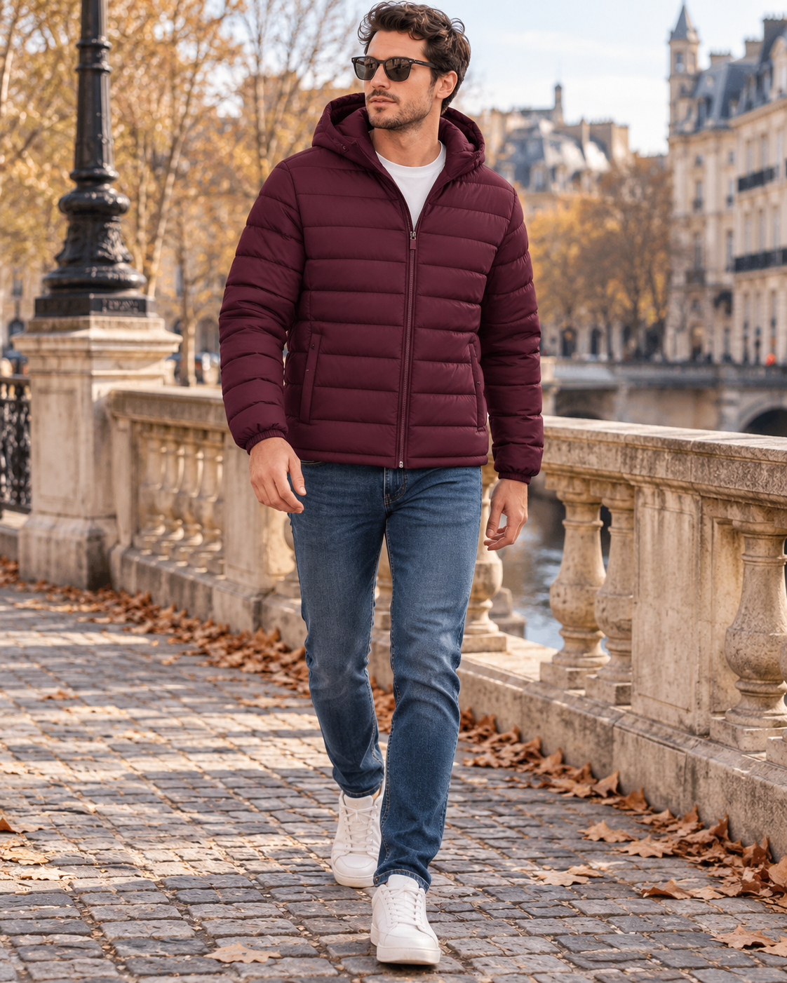 Zandro Men's Hooded Lightweight Puffer Jacket Complete with Quilted Lining and Zip Pockets