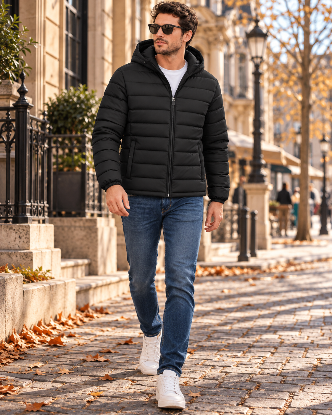 Zandro Men's Hooded Lightweight Puffer Jacket Complete with Quilted Lining and Zip Pockets