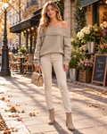Hadley Women's Long-Sleeve Pullover Top – Oversized Off-Shoulder Knit Sweater